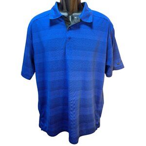 Niked Dri-Fit Mens Blue Stripe Golf Polo Shirt Large